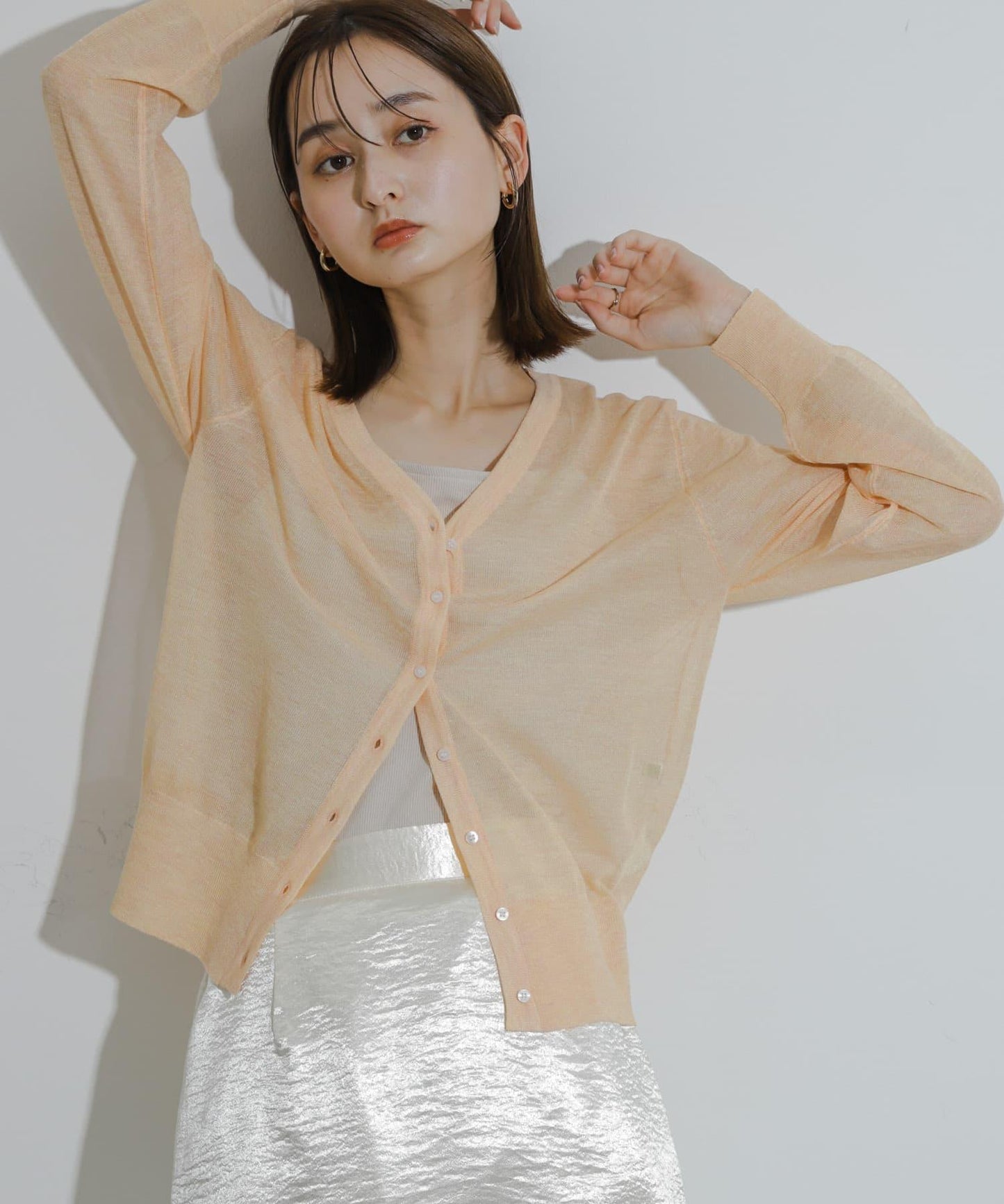 透視混色亮片開衫