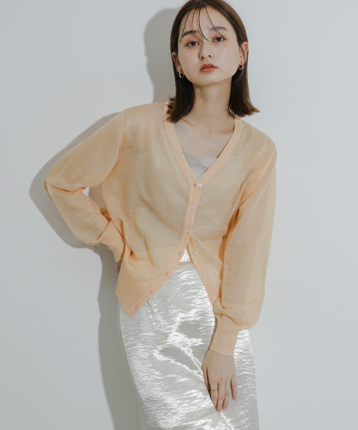 透視混色亮片開衫