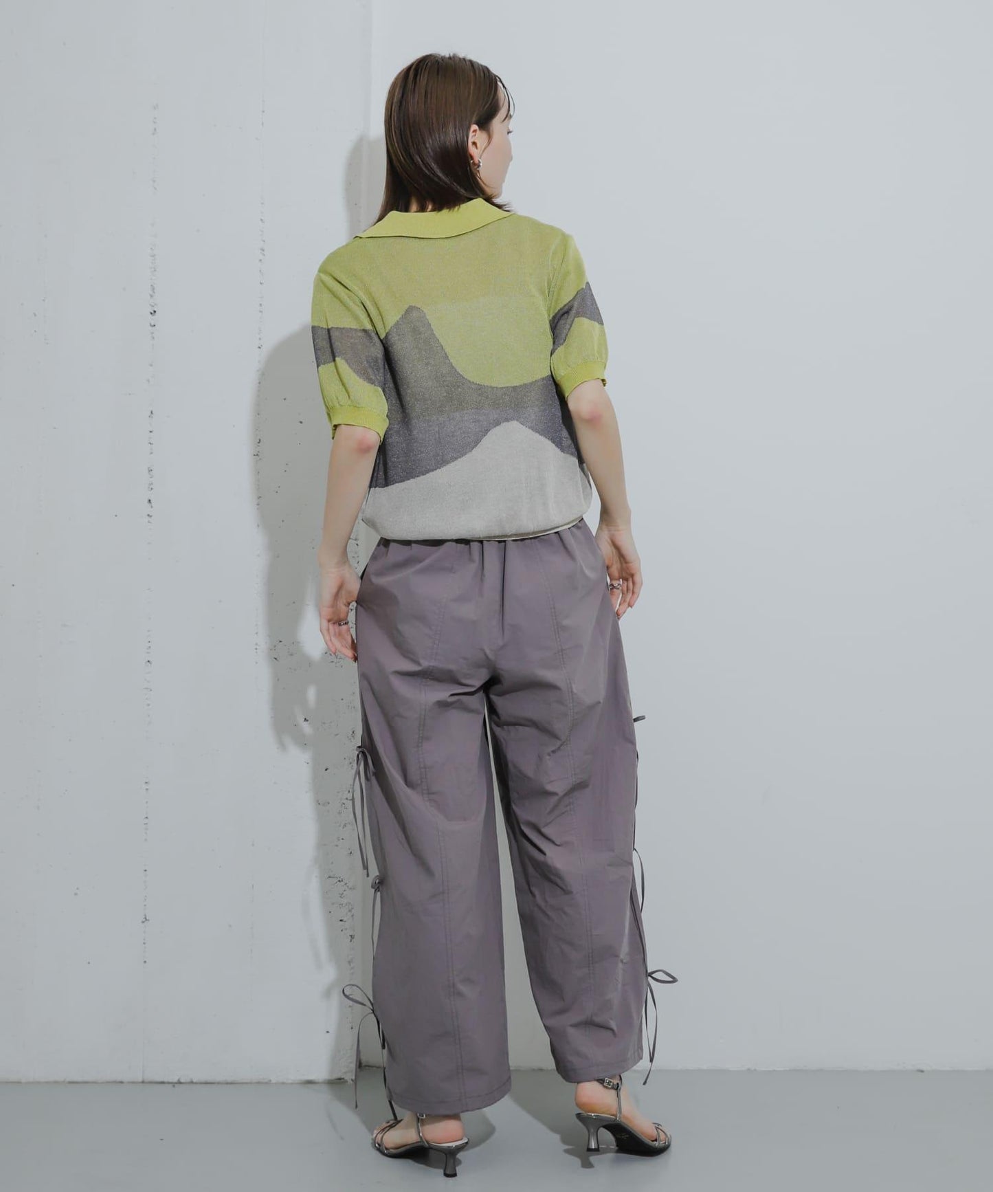 漸變提花透視針織衫