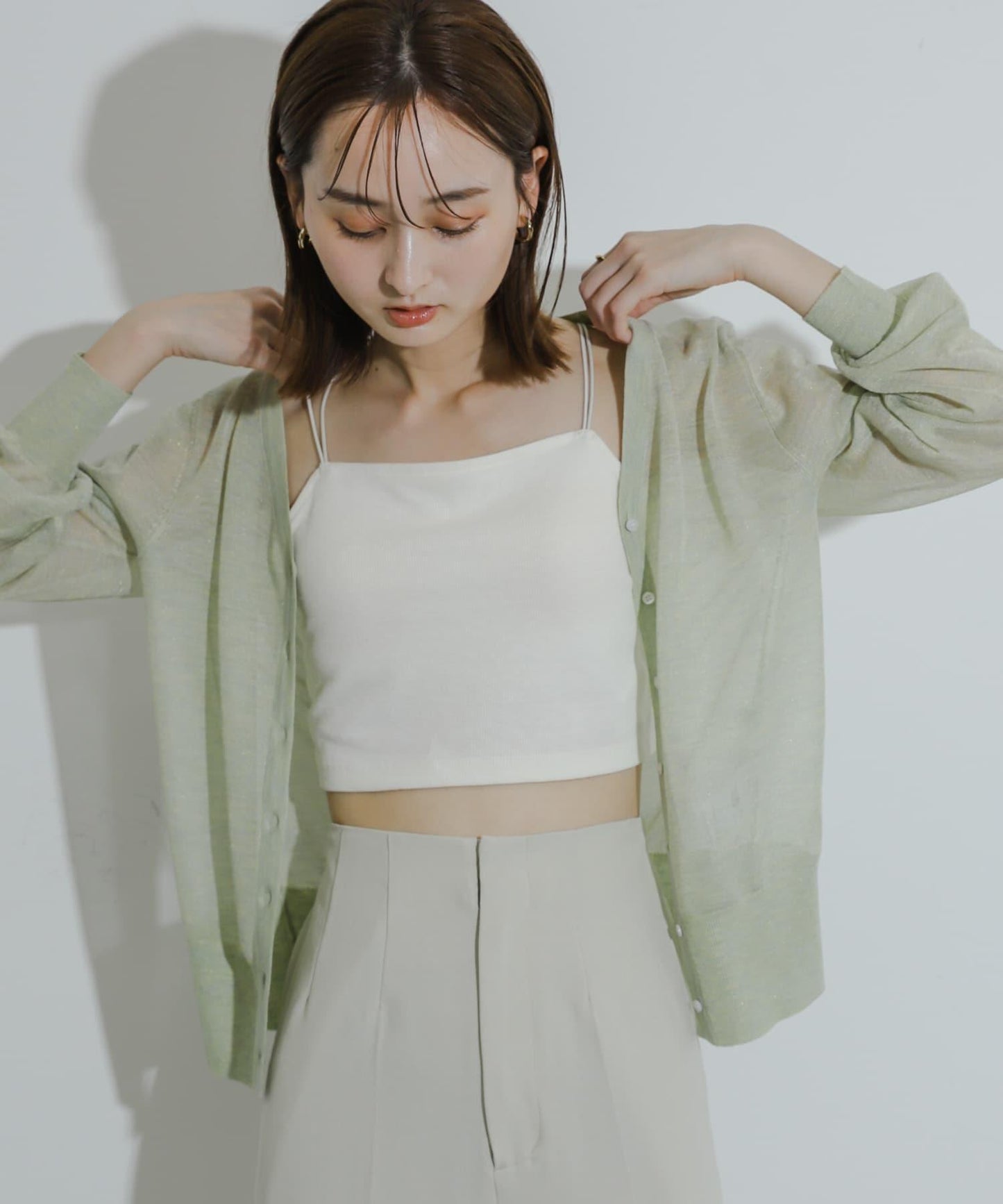 透視混色亮片開衫