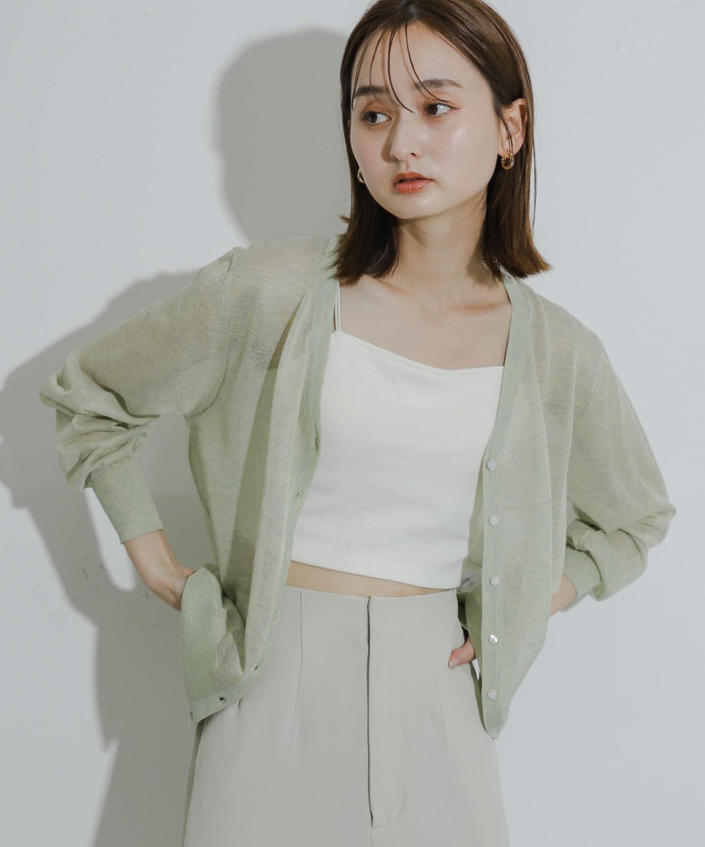 透視混色亮片開衫