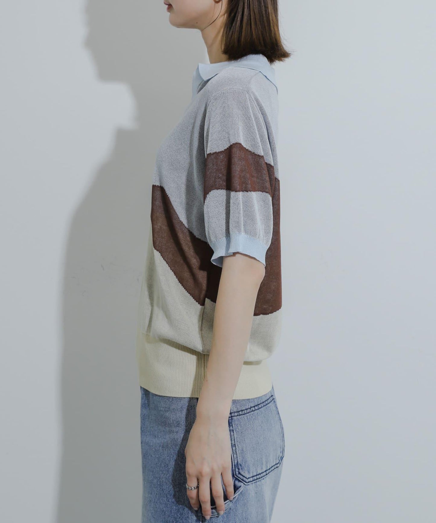 漸變提花透視針織衫