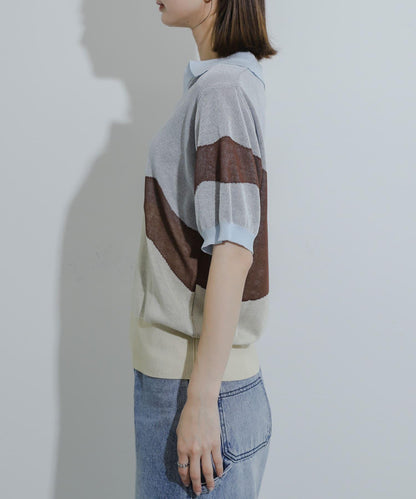 漸變提花透視針織衫