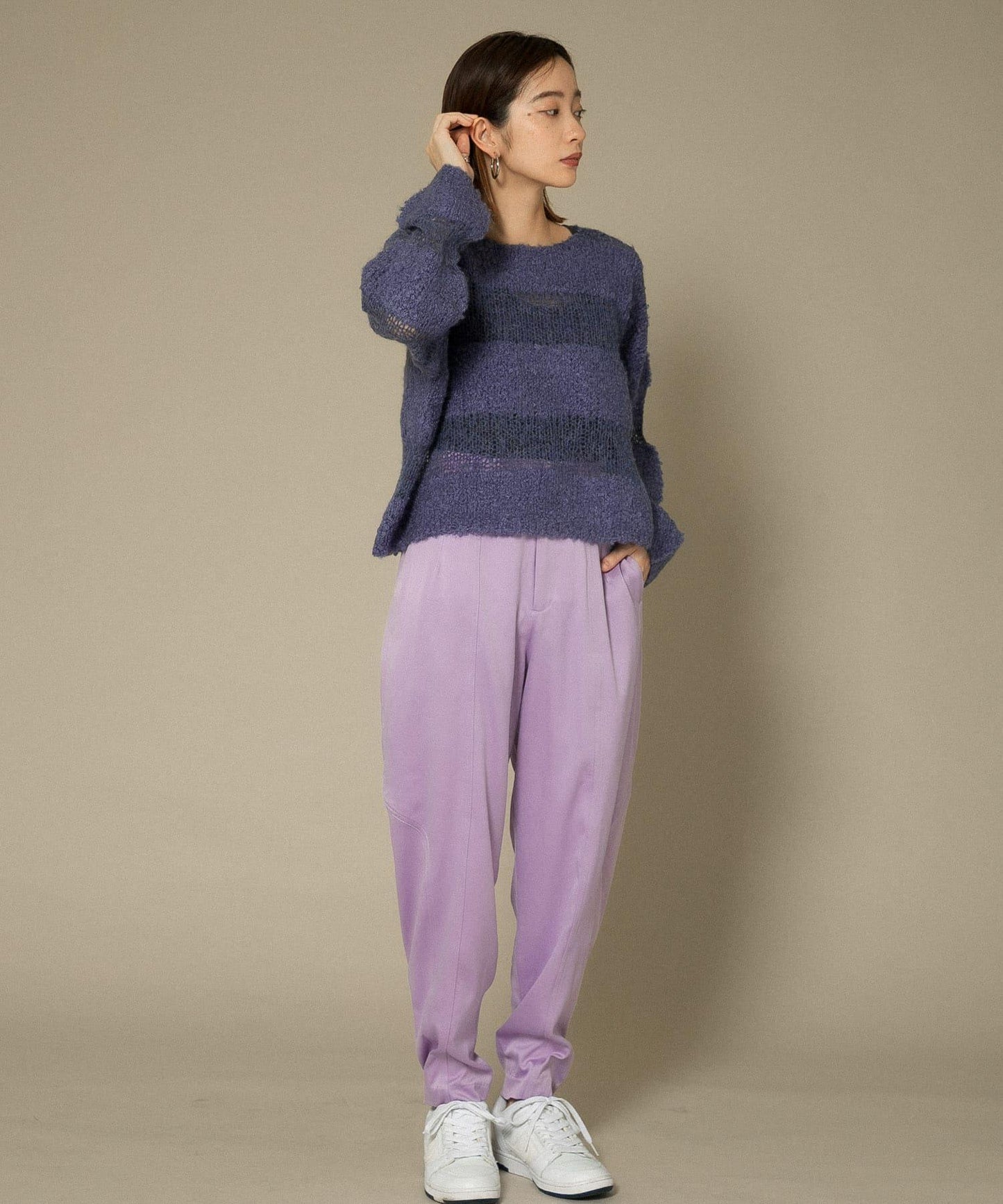 拼色拼接曲線長褲