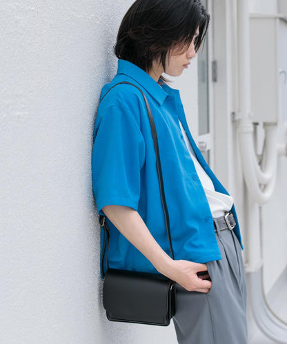 「易護理/套裝搭配/男女同款」亞麻感寬鬆五分袖襯衫