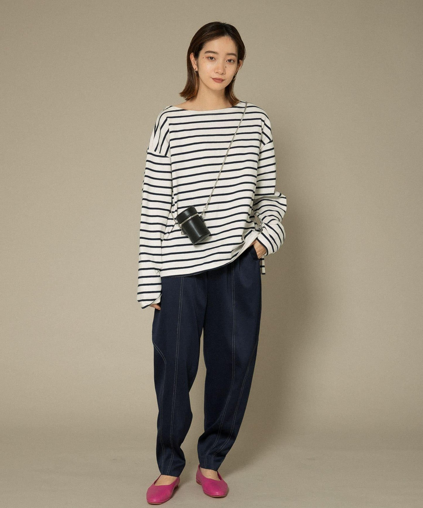 拼色拼接曲線長褲