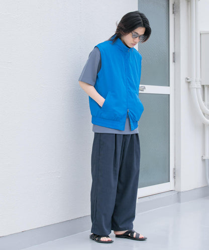 「易護理/套裝搭配」亞麻感褶皺寬腿褲