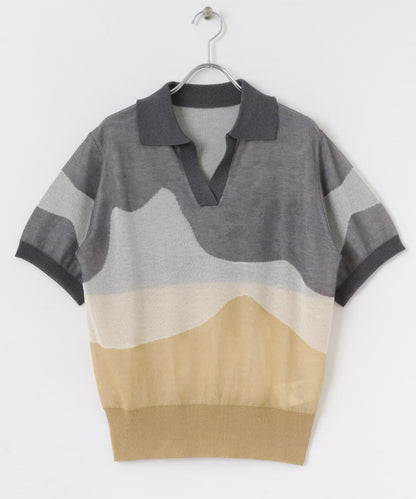 漸變提花透視針織衫