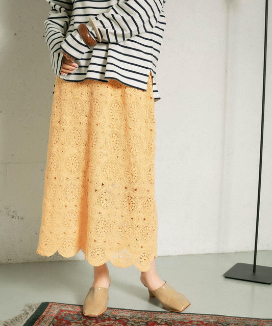 鏤空圓形蕾絲半身裙