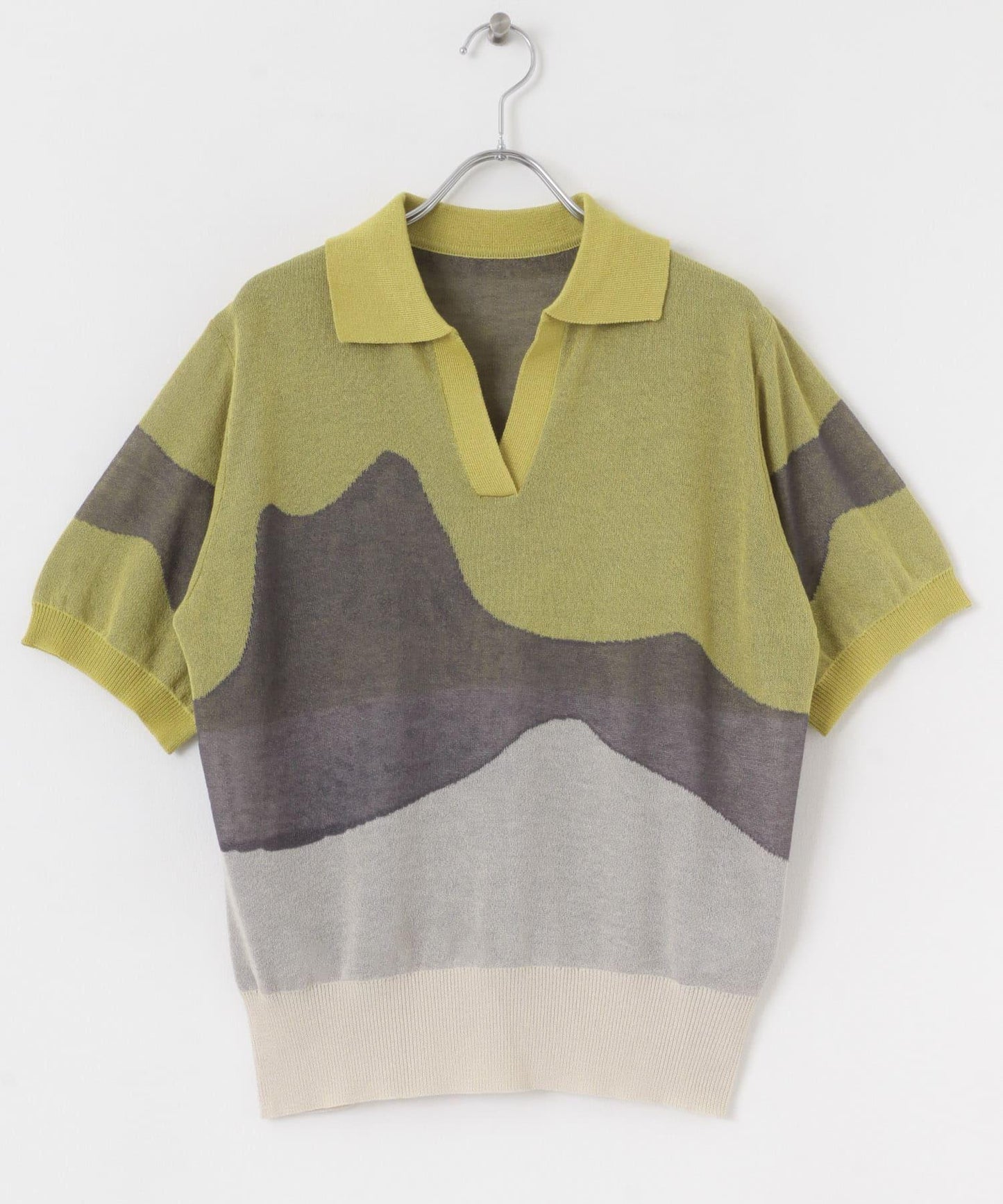 漸變提花透視針織衫