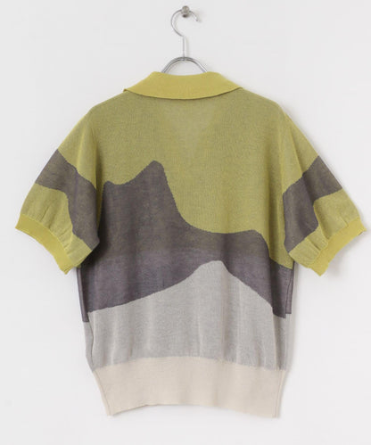 漸變提花透視針織衫