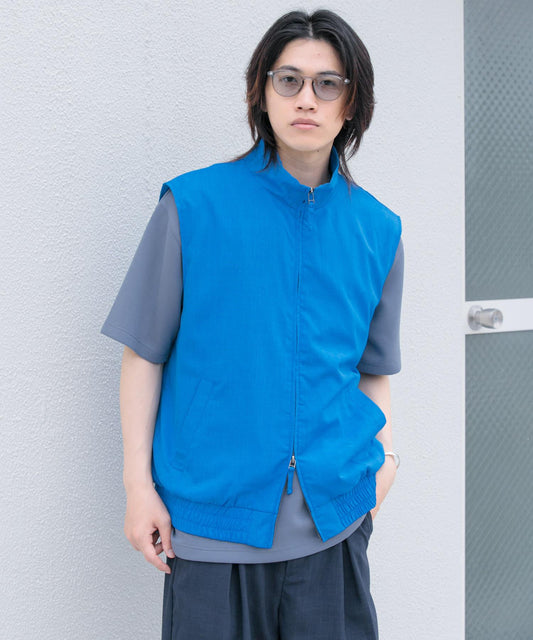 「易護理/套裝搭配」亞麻風立領雙拉鍊馬甲