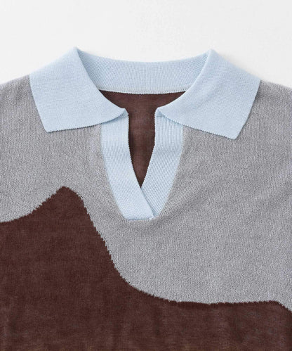 漸變提花透視針織衫