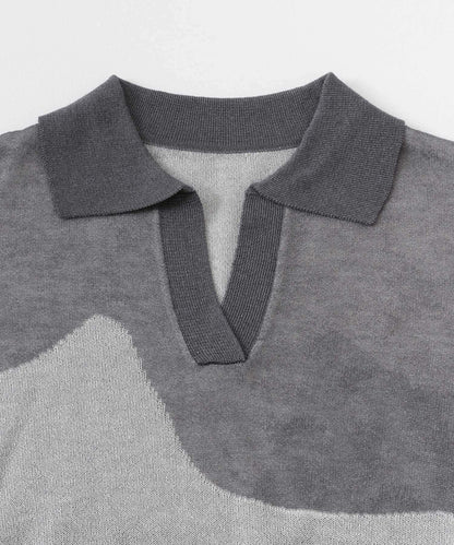 漸變提花透視針織衫