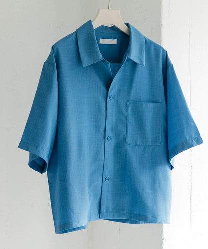 「易護理/套裝搭配/男女同款」亞麻感寬鬆五分袖襯衫