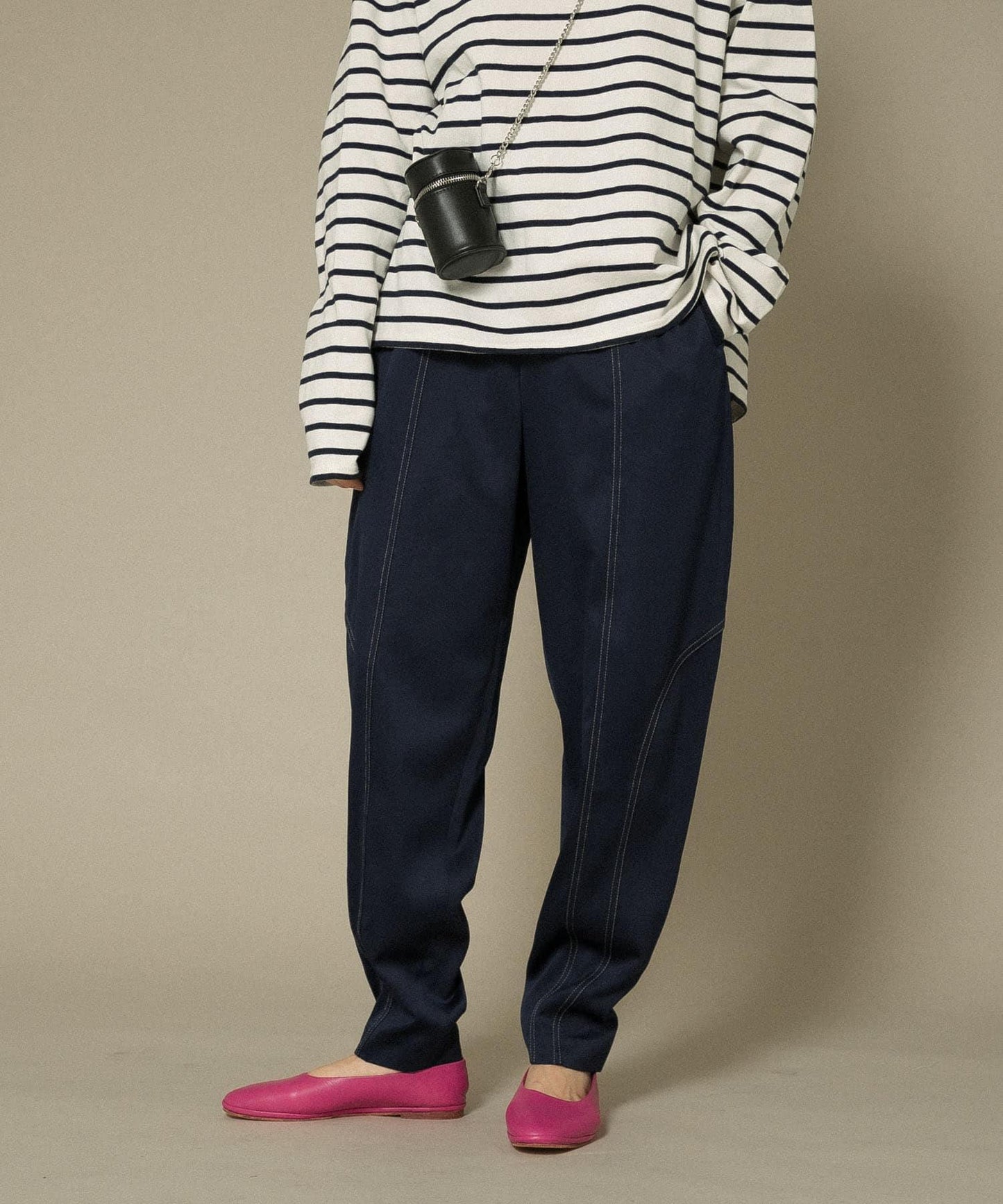 拼色拼接曲線長褲