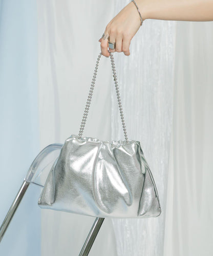 球形鏈條褶皺手提包