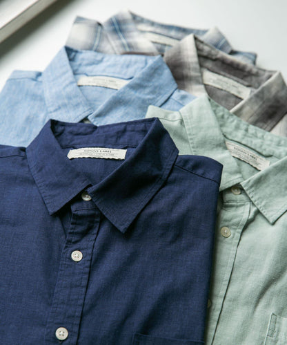 吸水速幹/接觸涼感亞麻混紡短袖襯衫