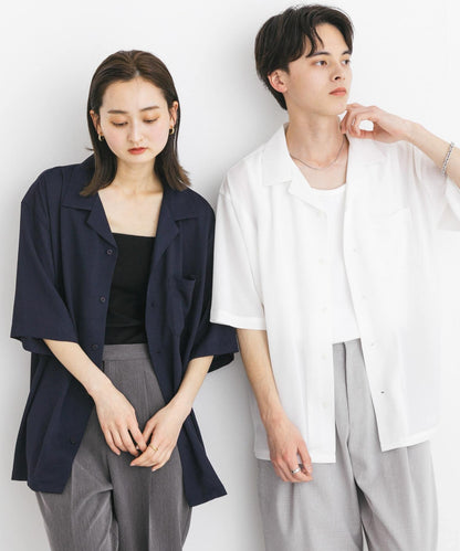 中性透視褶皺開領襯衫