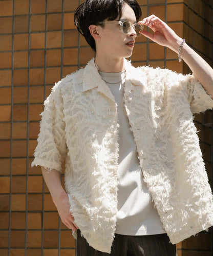 流蘇提花短袖襯衫