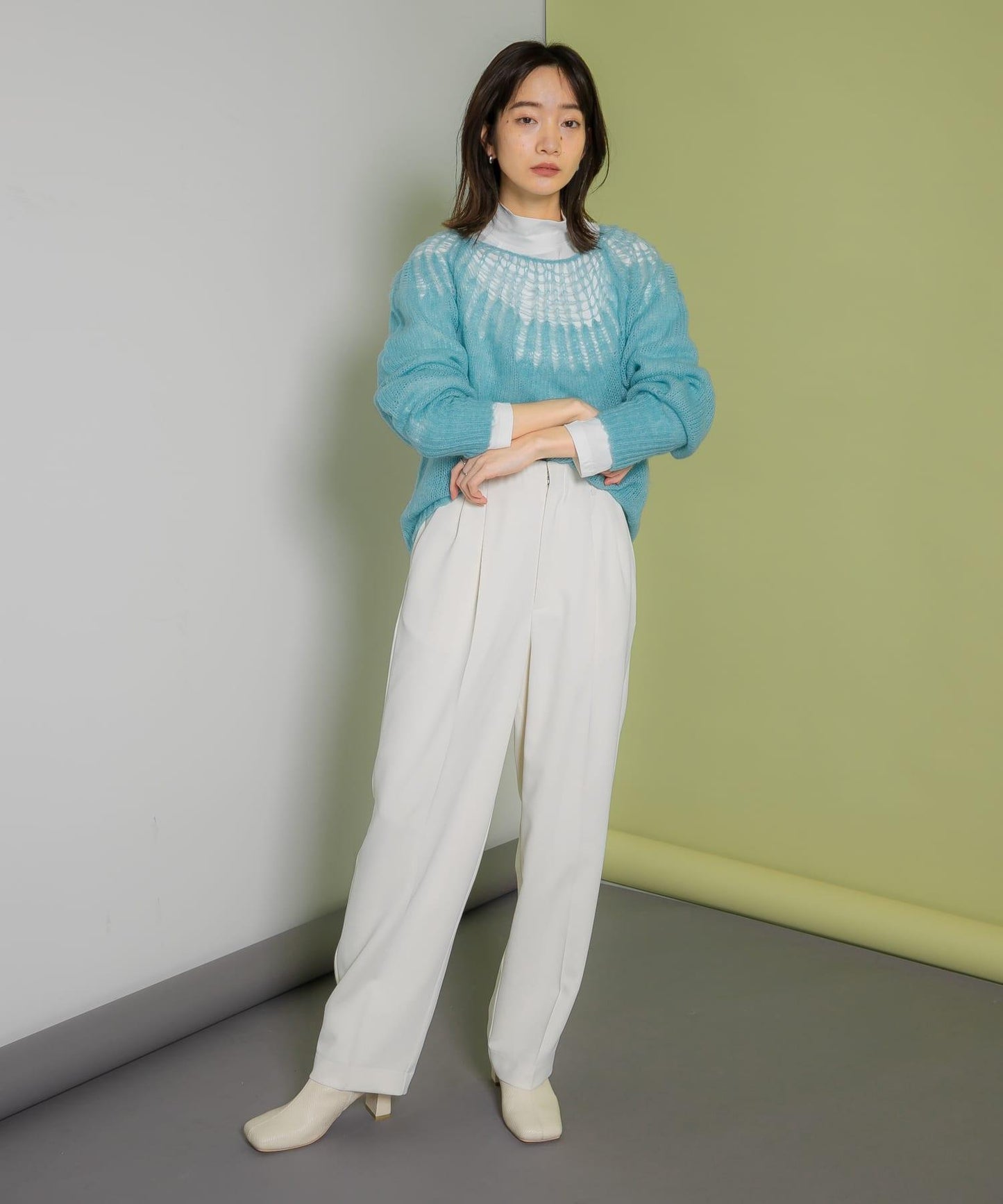 網紗拼接針織衫