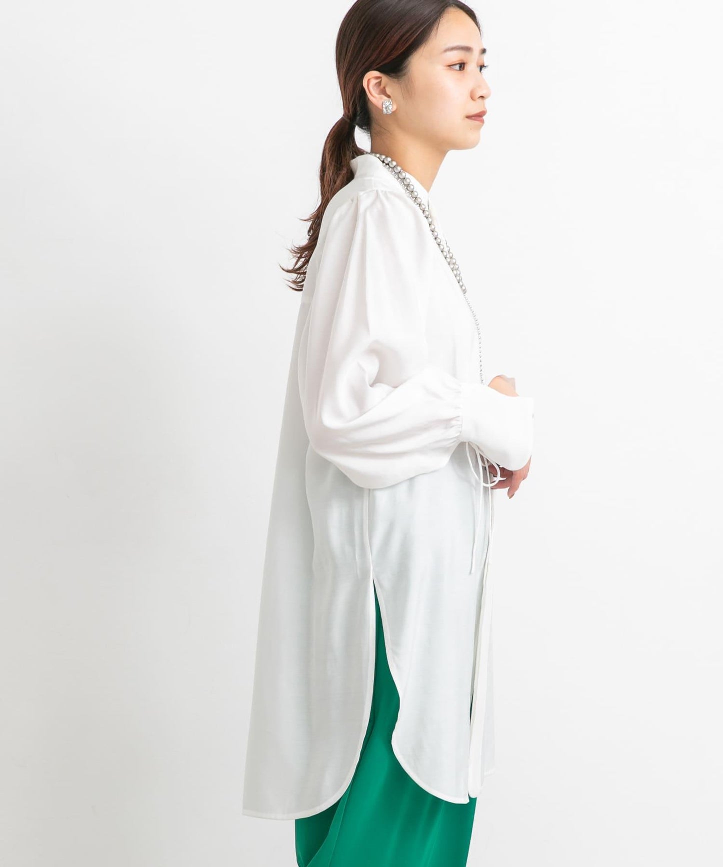 立領寬鬆袖襯衫