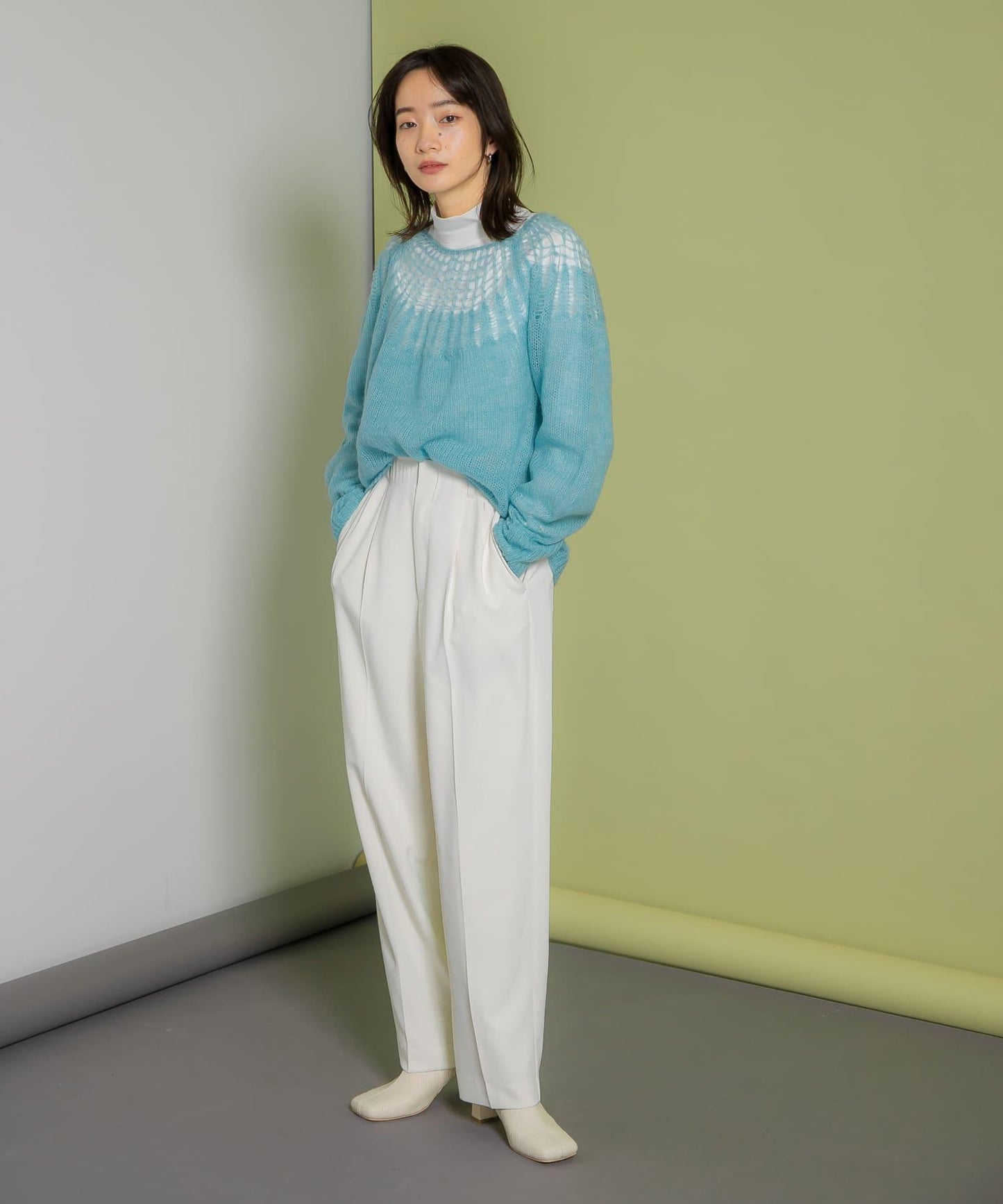 網紗拼接針織衫