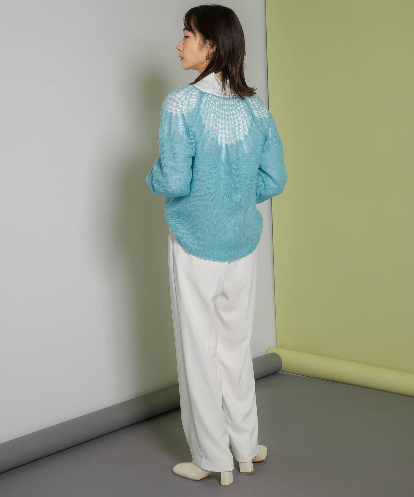 網紗拼接針織衫