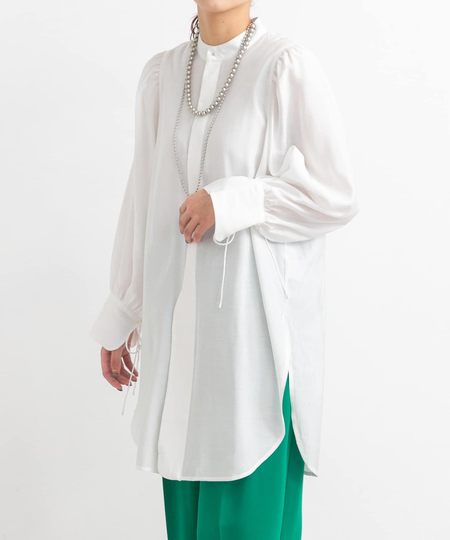 立領寬鬆袖襯衫