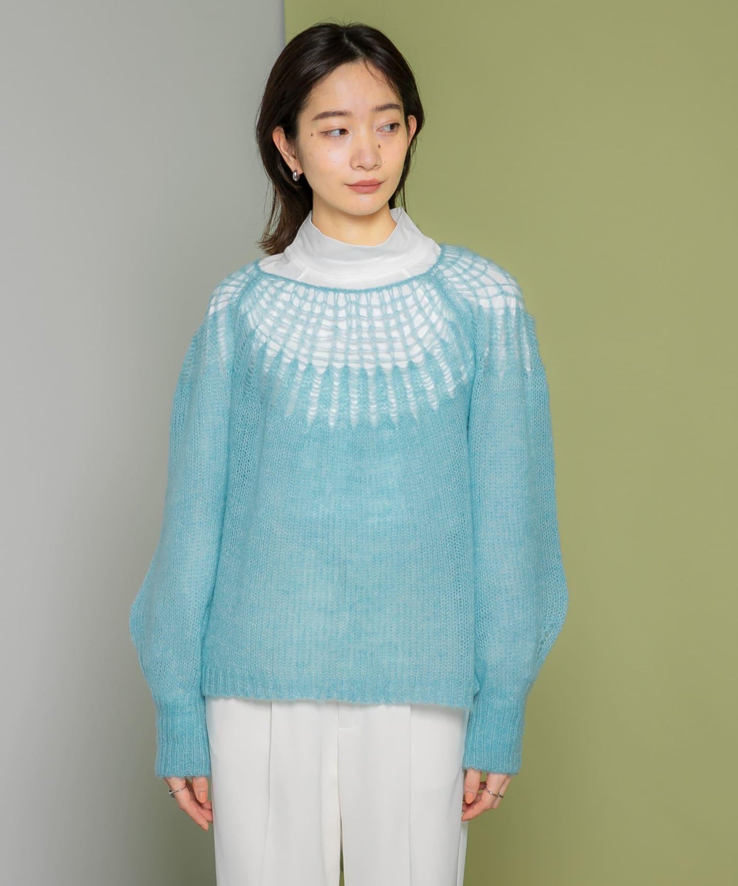網紗拼接針織衫