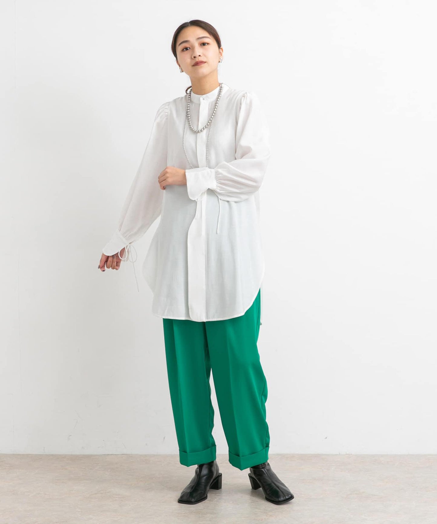 立領寬鬆袖襯衫