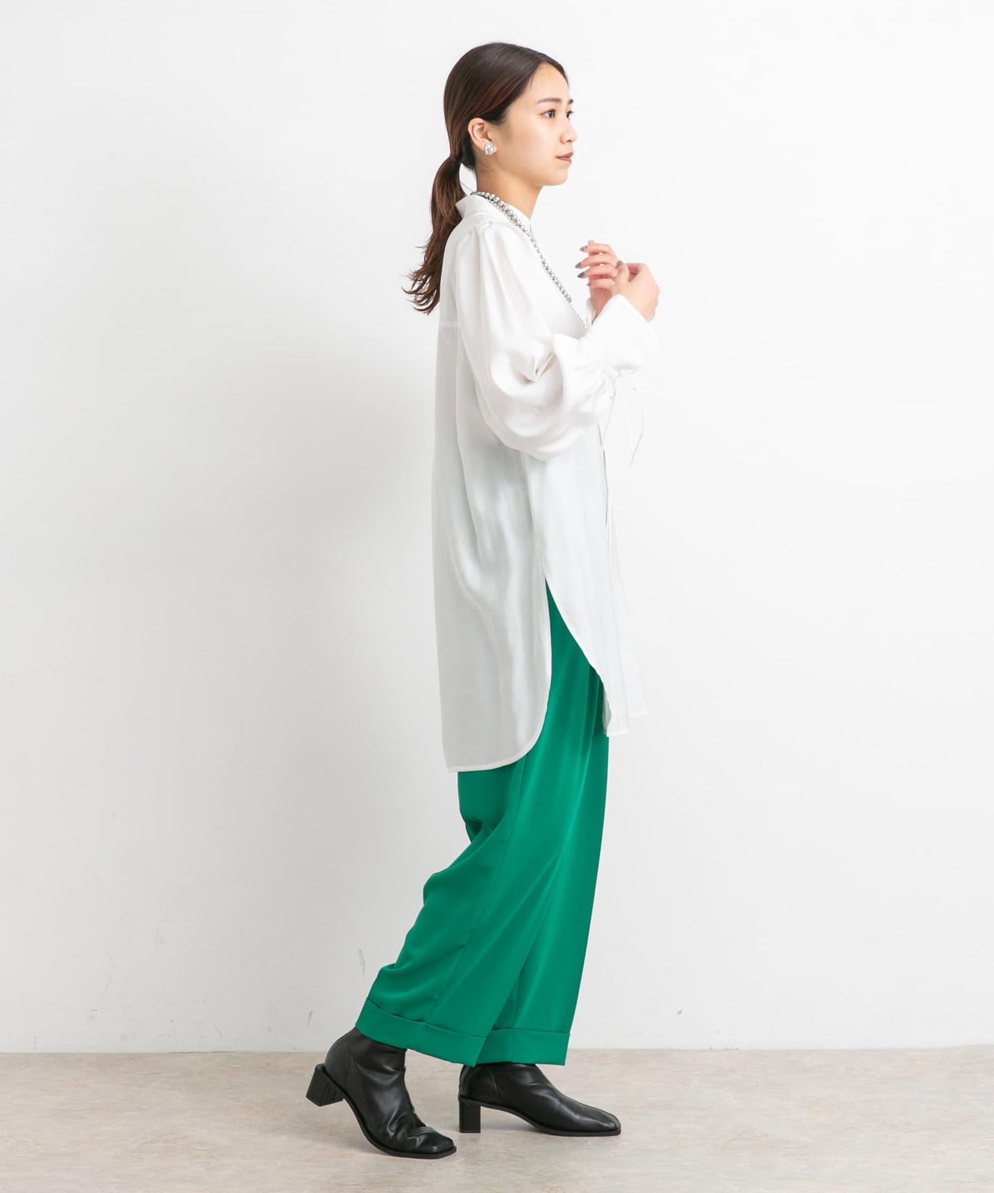 立領寬鬆袖襯衫