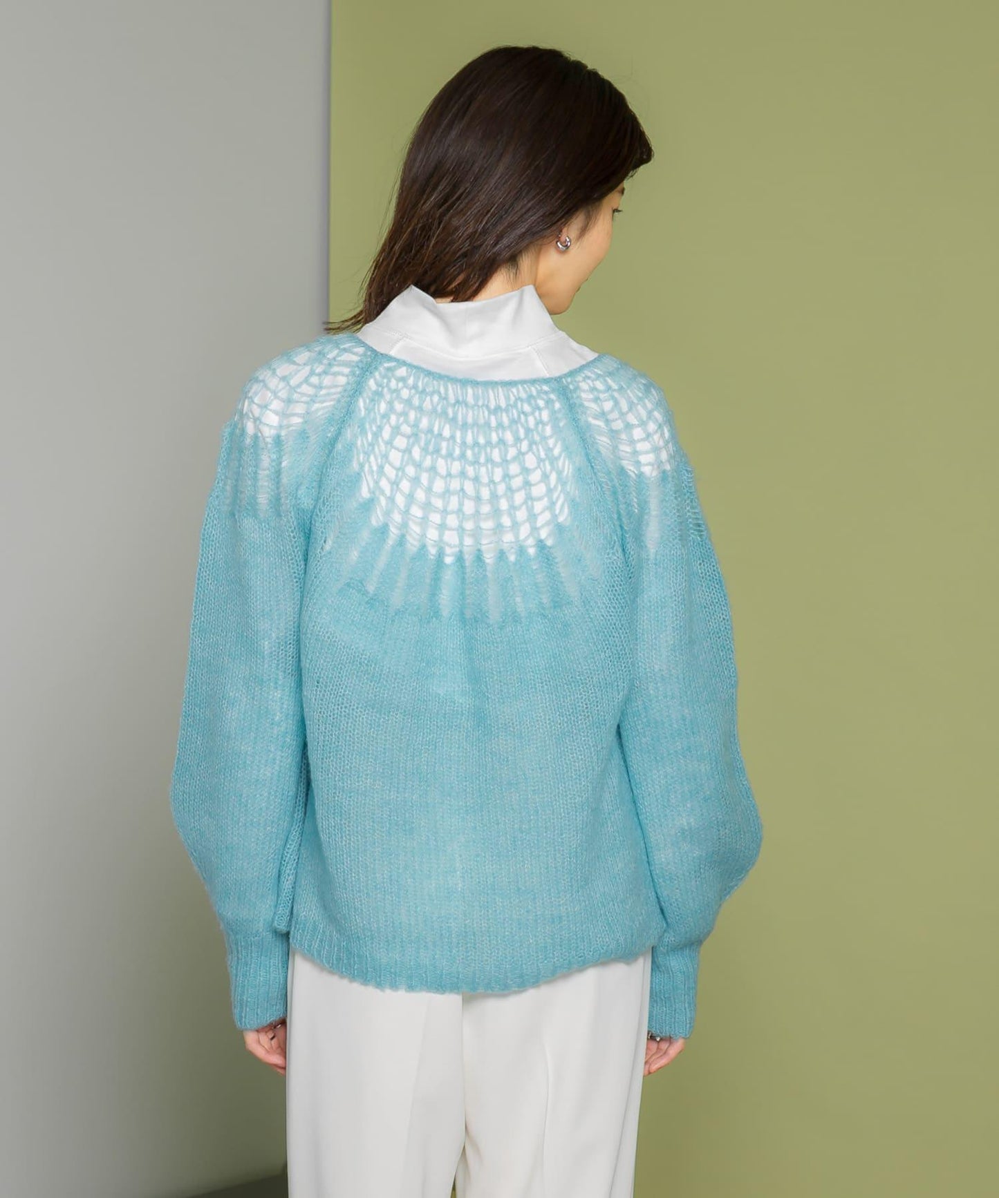網紗拼接針織衫