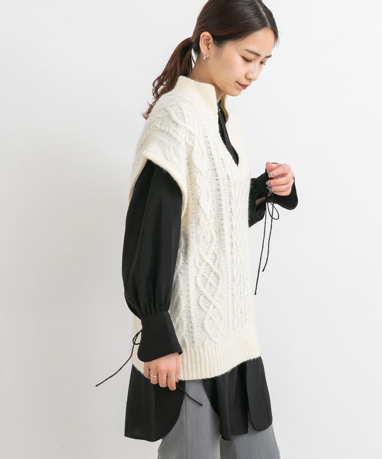 立領寬鬆袖襯衫