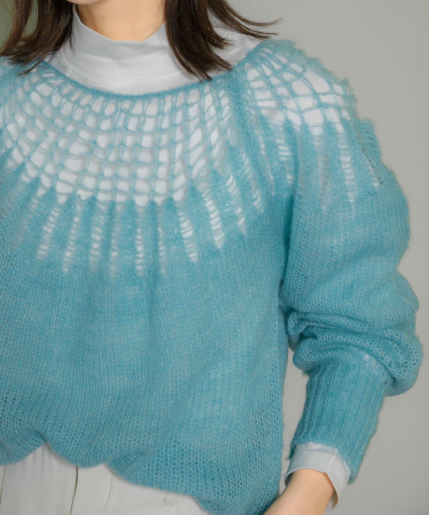 網紗拼接針織衫