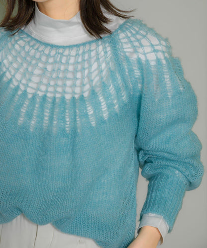 網紗拼接針織衫