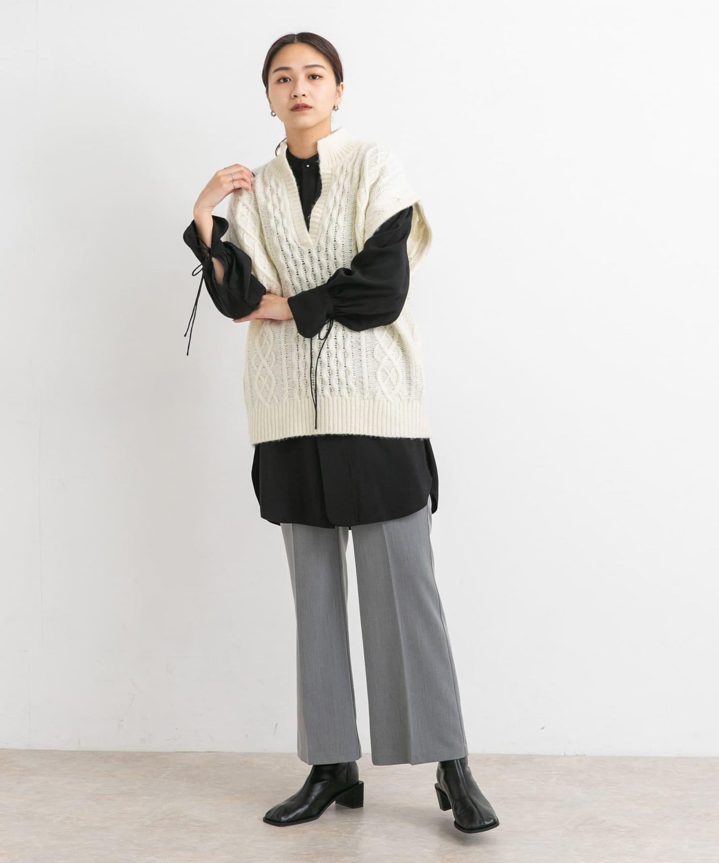 立領寬鬆袖襯衫