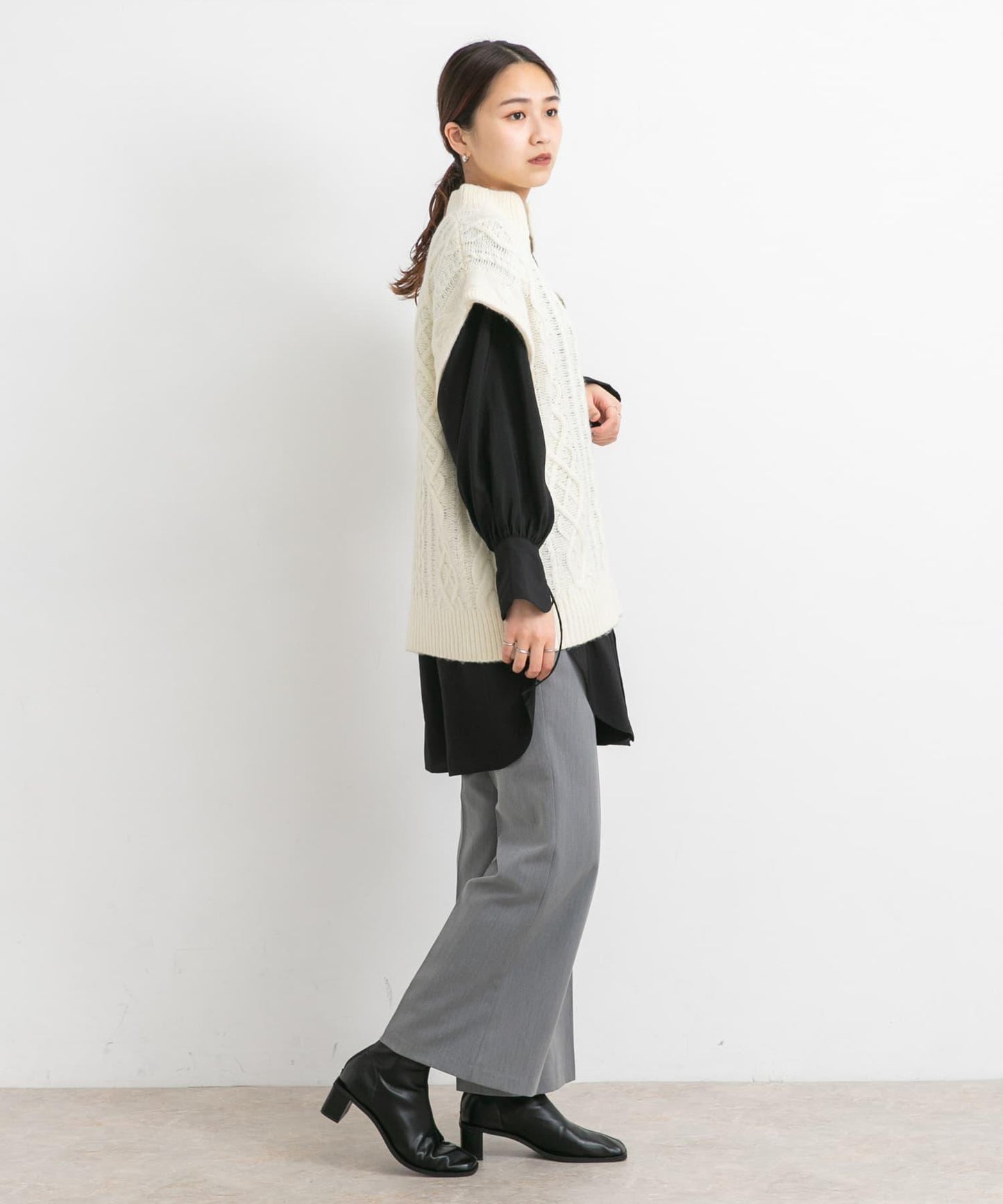 立領寬鬆袖襯衫