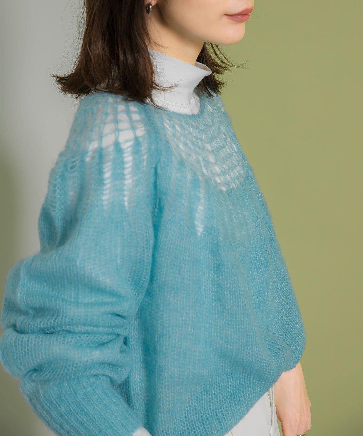 網紗拼接針織衫