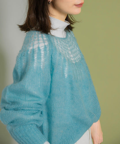 網紗拼接針織衫