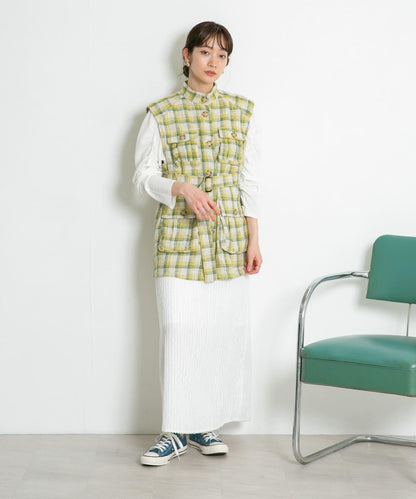 條紋提花喇叭裙