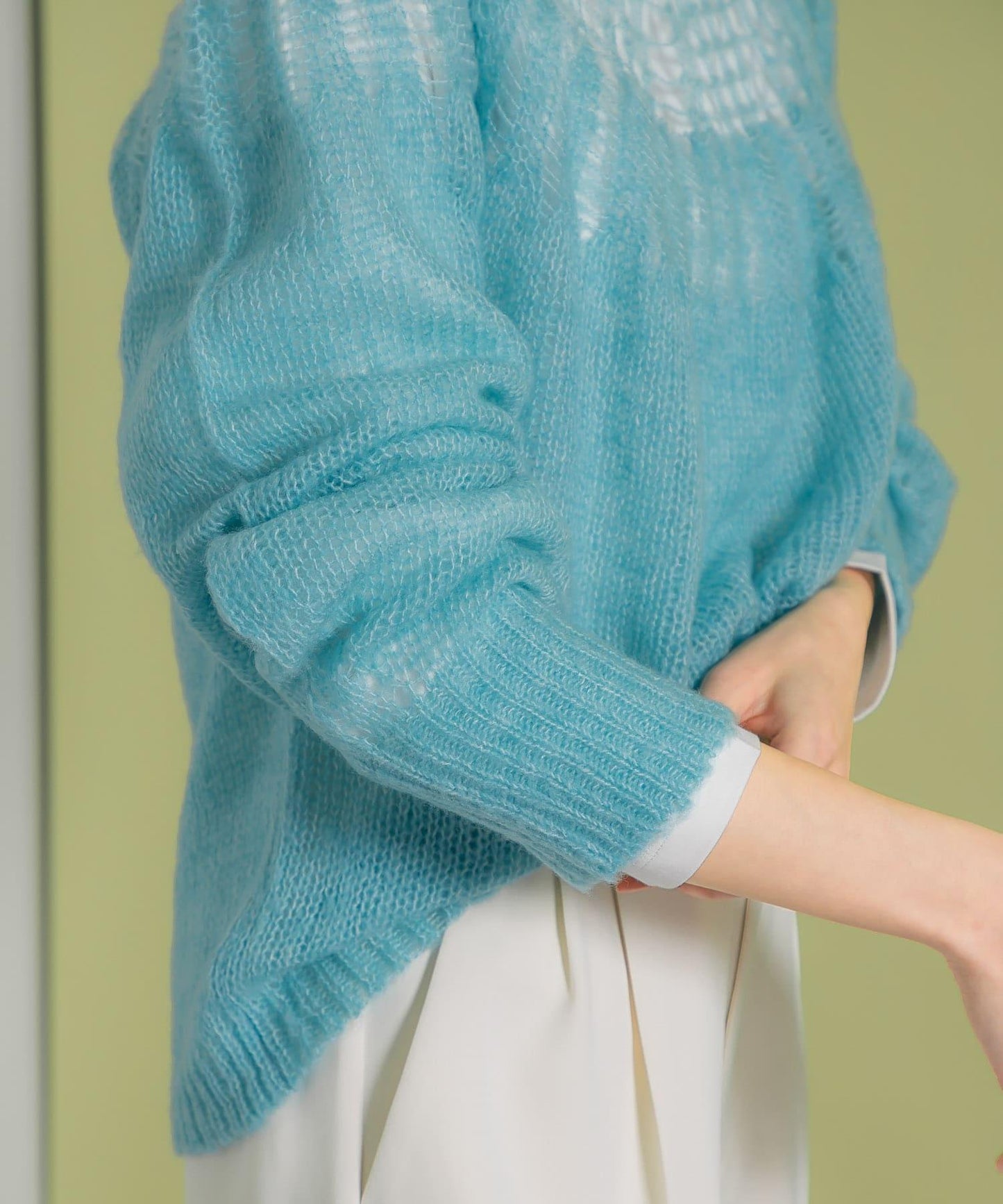 網紗拼接針織衫