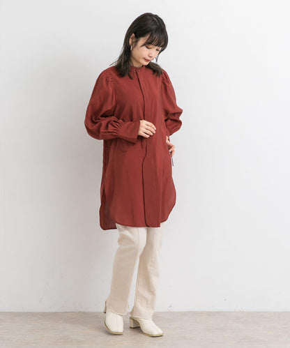 立領寬鬆袖襯衫