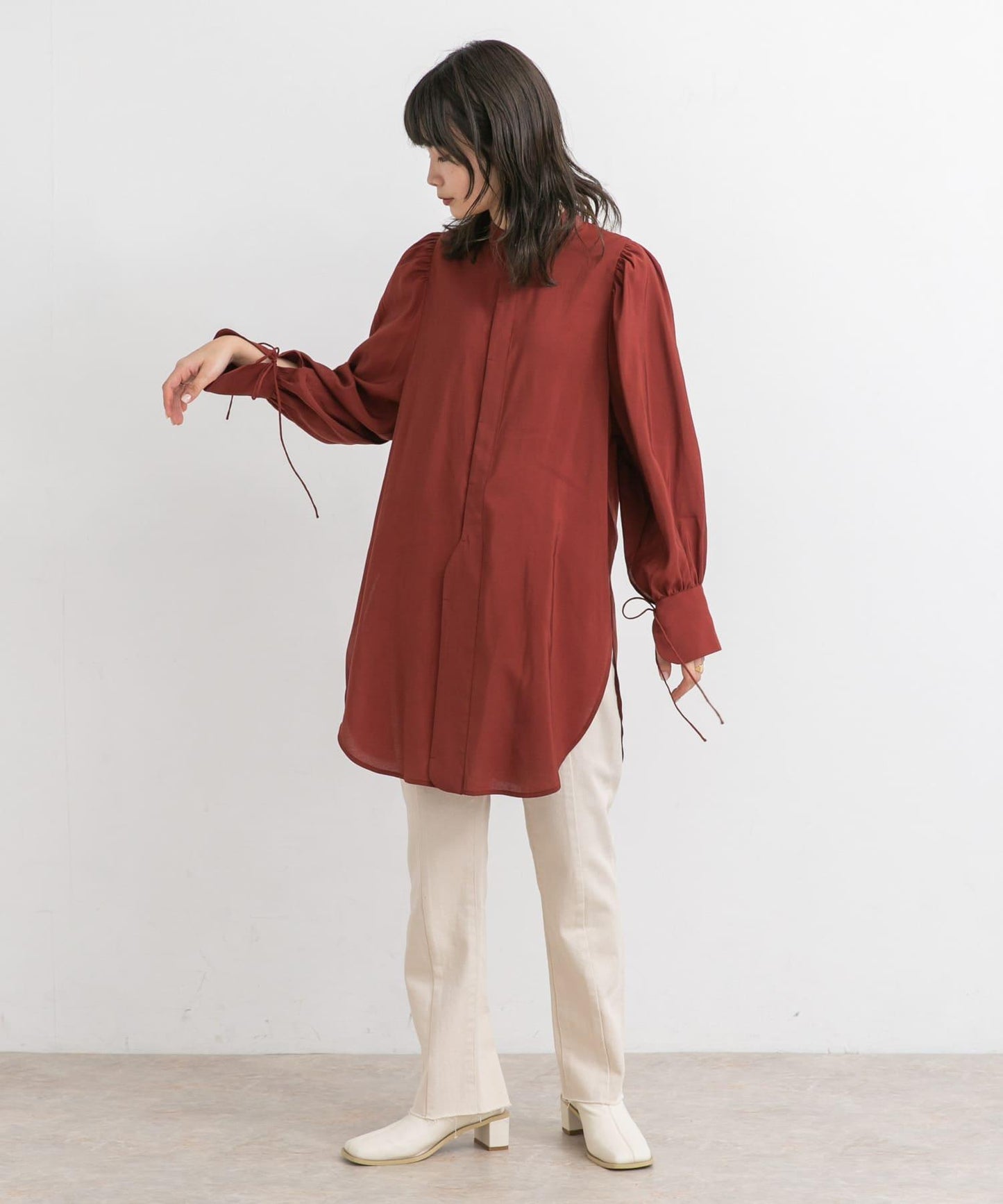 立領寬鬆袖襯衫