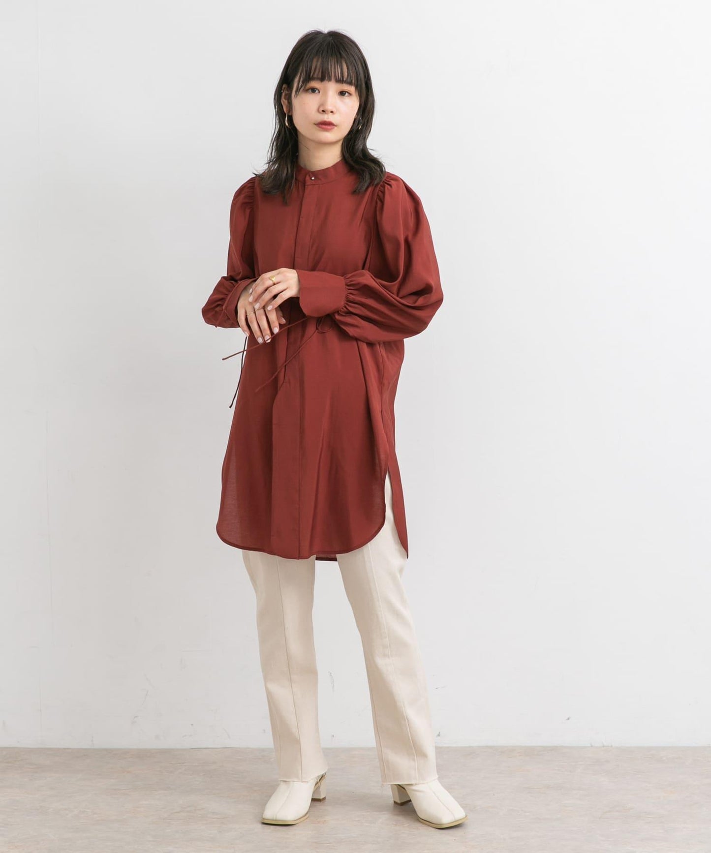 立領寬鬆袖襯衫