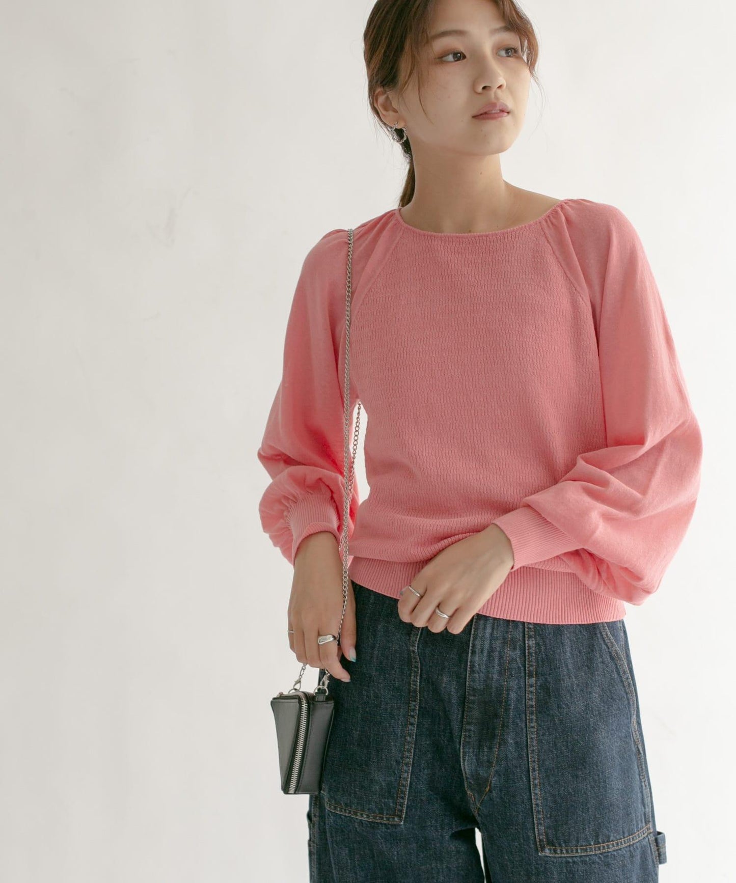 後背開口蓬鬆袖針織衫