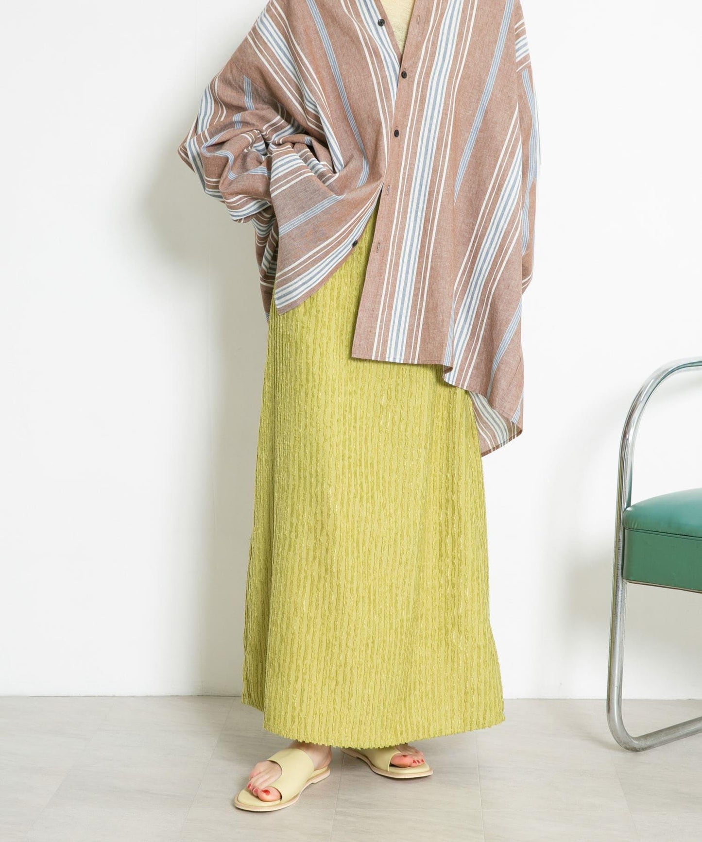 條紋提花喇叭裙