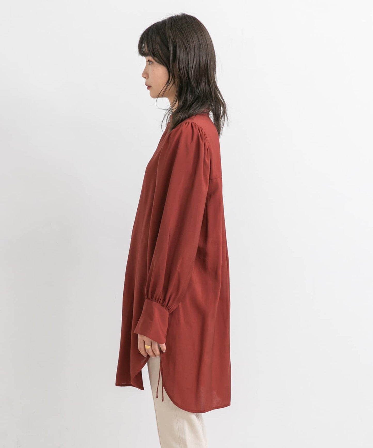 立領寬鬆袖襯衫