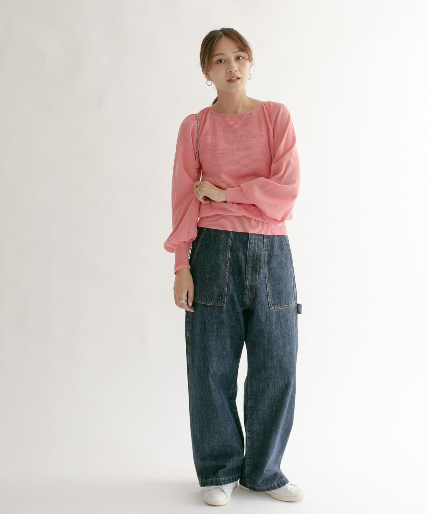 後背開口蓬鬆袖針織衫