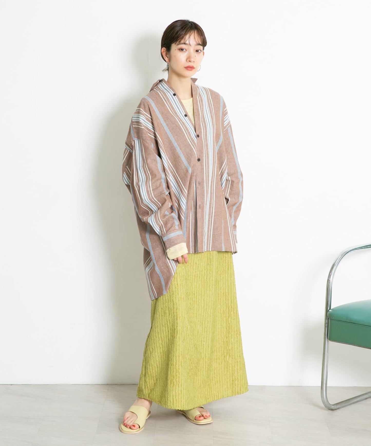 條紋提花喇叭裙